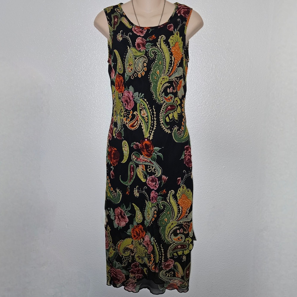 Connected Apparel‎ Paisley Floral Sequin Dress